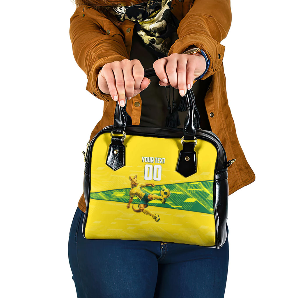Personalized Socceroos Mascot Shoulder Handbag Australian Football Player Dynamic Green Yellow Sports Art