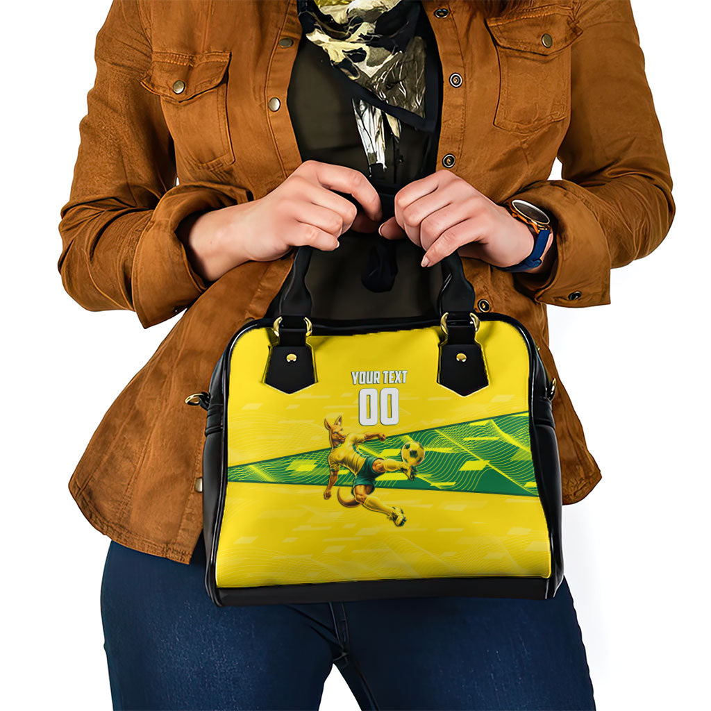 Personalized Socceroos Mascot Shoulder Handbag Australian Football Player Dynamic Green Yellow Sports Art