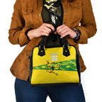 Personalized Socceroos Mascot Shoulder Handbag Australian Football Player Dynamic Green Yellow Sports Art