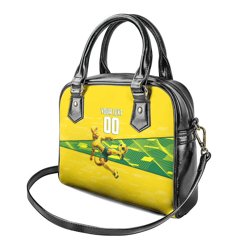 Personalized Socceroos Mascot Shoulder Handbag Australian Football Player Dynamic Green Yellow Sports Art