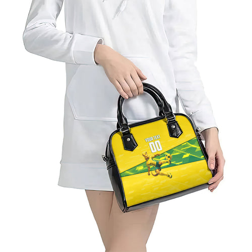 Personalized Socceroos Mascot Shoulder Handbag Australian Football Player Dynamic Green Yellow Sports Art