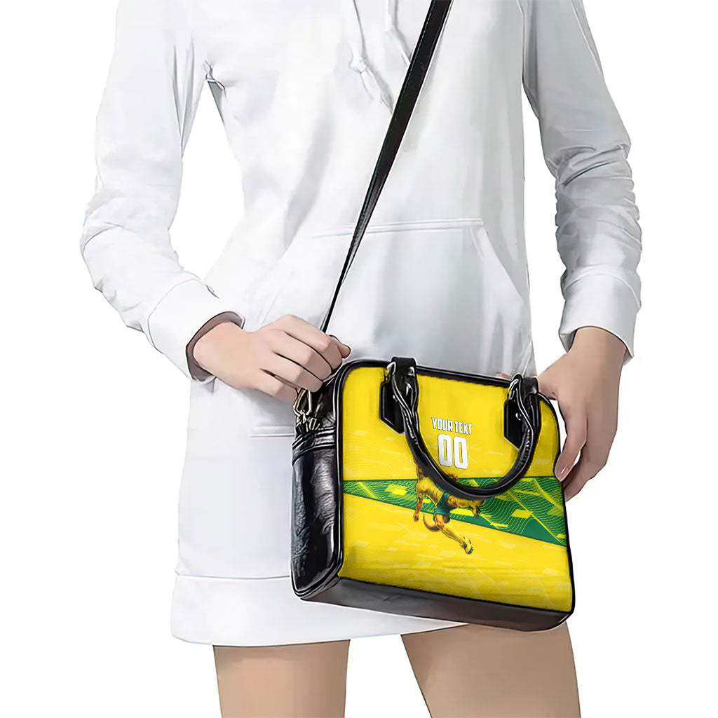 Personalized Socceroos Mascot Shoulder Handbag Australian Football Player Dynamic Green Yellow Sports Art