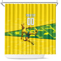Personalized Socceroos Mascot Shower Curtain Australian Football Player Dynamic Green Yellow Sports Art