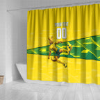 Personalized Socceroos Mascot Shower Curtain Australian Football Player Dynamic Green Yellow Sports Art
