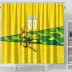 Personalized Socceroos Mascot Shower Curtain Australian Football Player Dynamic Green Yellow Sports Art