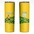 Personalized Socceroos Mascot Skinny Tumbler Australian Football Player Dynamic Green Yellow Sports Art
