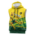 Personalized Socceroos Mascot Sleeveless Hoodie Australian Football Player Dynamic Green Yellow Sports Art