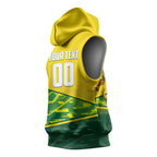Personalized Socceroos Mascot Sleeveless Hoodie Australian Football Player Dynamic Green Yellow Sports Art