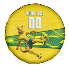 Personalized Socceroos Mascot Spare Tire Cover Australian Football Player Dynamic Green Yellow Sports Art