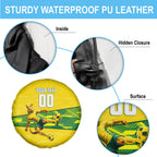 Personalized Socceroos Mascot Spare Tire Cover Australian Football Player Dynamic Green Yellow Sports Art