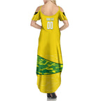 Personalized Socceroos Mascot Summer Maxi Dress Australian Football Player Dynamic Green Yellow Sports Art
