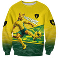 Personalized Socceroos Mascot Sweatshirt Australian Football Player Dynamic Green Yellow Sports Art