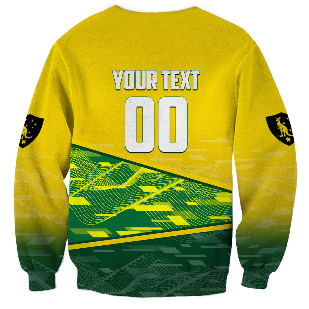 Personalized Socceroos Mascot Sweatshirt Australian Football Player Dynamic Green Yellow Sports Art