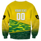 Personalized Socceroos Mascot Sweatshirt Australian Football Player Dynamic Green Yellow Sports Art