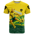 Personalized Socceroos Mascot T Shirt Australian Football Player Dynamic Green Yellow Sports Art