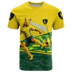 Personalized Socceroos Mascot T Shirt Australian Football Player Dynamic Green Yellow Sports Art