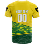 Personalized Socceroos Mascot T Shirt Australian Football Player Dynamic Green Yellow Sports Art