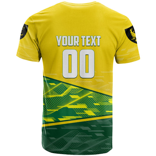 Personalized Socceroos Mascot T Shirt Australian Football Player Dynamic Green Yellow Sports Art