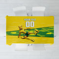 Personalized Socceroos Mascot Tablecloth Australian Football Player Dynamic Green Yellow Sports Art
