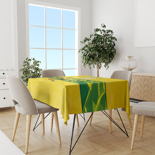 Personalized Socceroos Mascot Tablecloth Australian Football Player Dynamic Green Yellow Sports Art