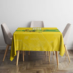 Personalized Socceroos Mascot Tablecloth Australian Football Player Dynamic Green Yellow Sports Art