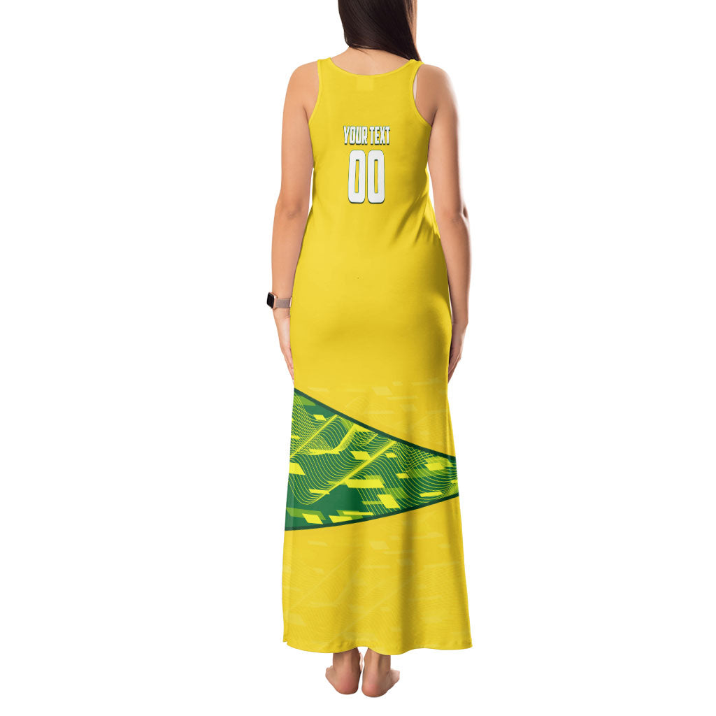 Personalized Socceroos Mascot Tank Maxi Dress Australian Football Player Dynamic Green Yellow Sports Art