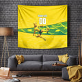 Personalized Socceroos Mascot Tapestry Australian Football Player Dynamic Green Yellow Sports Art
