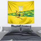 Personalized Socceroos Mascot Tapestry Australian Football Player Dynamic Green Yellow Sports Art