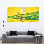 Personalized Socceroos Mascot Tapestry Australian Football Player Dynamic Green Yellow Sports Art