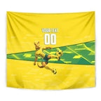 Personalized Socceroos Mascot Tapestry Australian Football Player Dynamic Green Yellow Sports Art