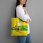 Personalized Socceroos Mascot Tote Bag Australian Football Player Dynamic Green Yellow Sports Art