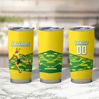 Personalized Socceroos Mascot Tumbler Cup Australian Football Player Dynamic Green Yellow Sports Art