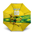 Personalized Socceroos Mascot Umbrella Australian Football Player Dynamic Green Yellow Sports Art