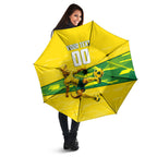 Personalized Socceroos Mascot Umbrella Australian Football Player Dynamic Green Yellow Sports Art