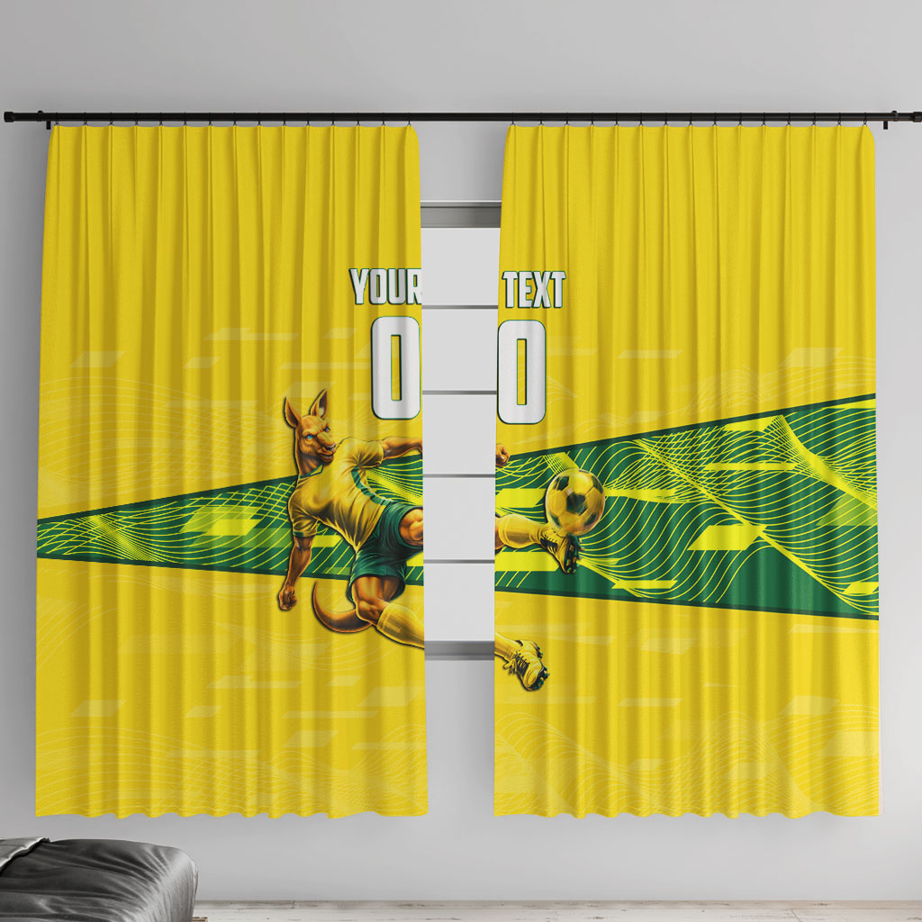Personalized Socceroos Mascot Window Curtain Australian Football Player Dynamic Green Yellow Sports Art