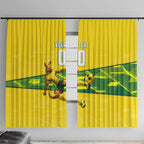 Personalized Socceroos Mascot Window Curtain Australian Football Player Dynamic Green Yellow Sports Art