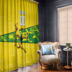 Personalized Socceroos Mascot Window Curtain Australian Football Player Dynamic Green Yellow Sports Art