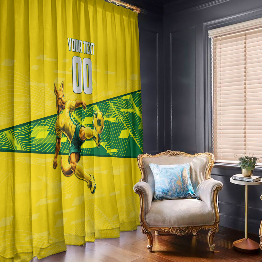 Personalized Socceroos Mascot Window Curtain Australian Football Player Dynamic Green Yellow Sports Art