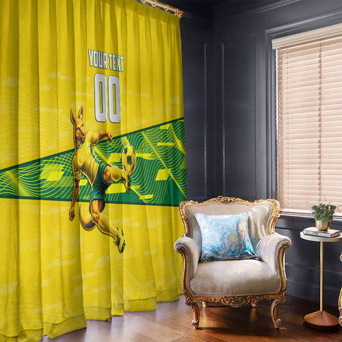 Personalized Socceroos Mascot Window Curtain Australian Football Player Dynamic Green Yellow Sports Art