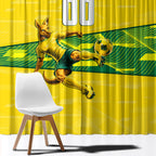 Personalized Socceroos Mascot Window Curtain Australian Football Player Dynamic Green Yellow Sports Art