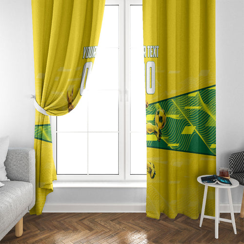 Personalized Socceroos Mascot Window Curtain Australian Football Player Dynamic Green Yellow Sports Art