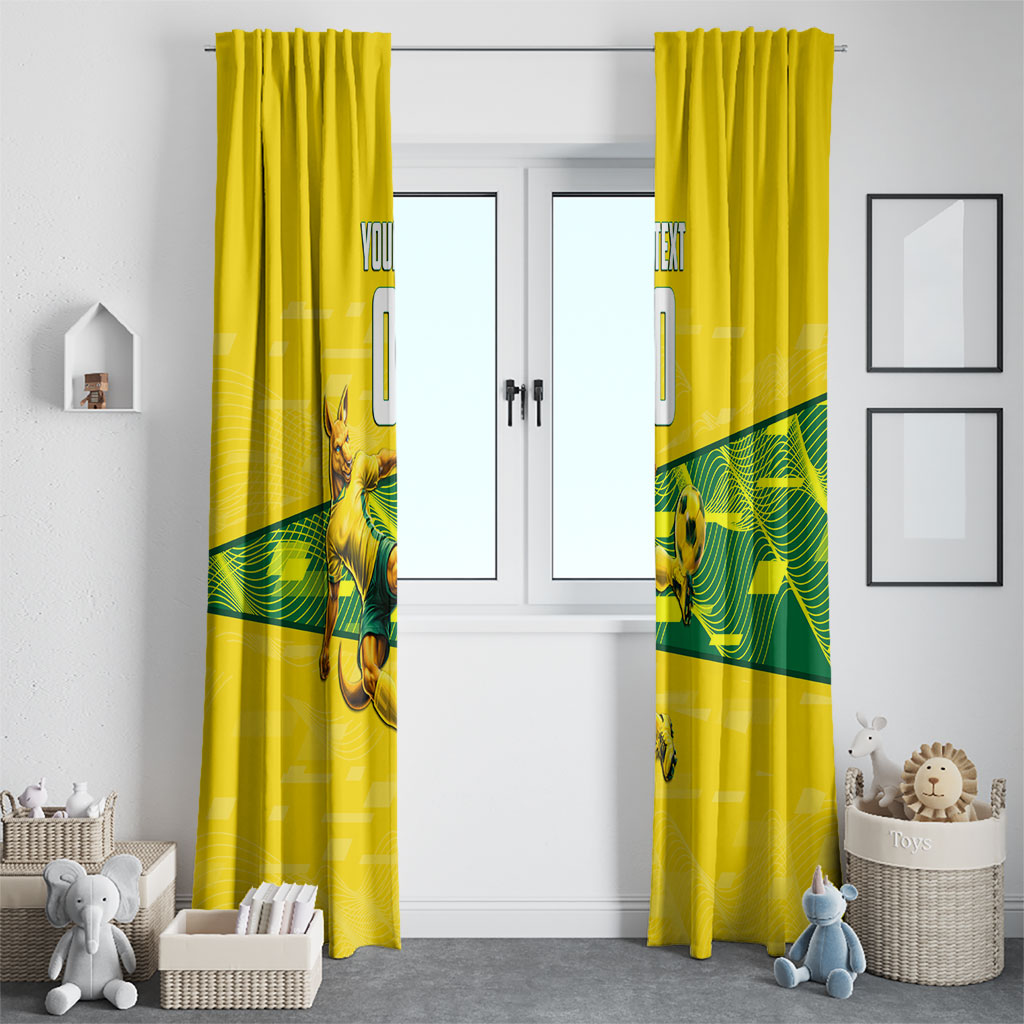 Personalized Socceroos Mascot Window Curtain Australian Football Player Dynamic Green Yellow Sports Art