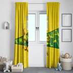 Personalized Socceroos Mascot Window Curtain Australian Football Player Dynamic Green Yellow Sports Art