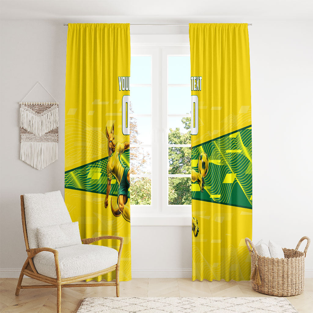 Personalized Socceroos Mascot Window Curtain Australian Football Player Dynamic Green Yellow Sports Art