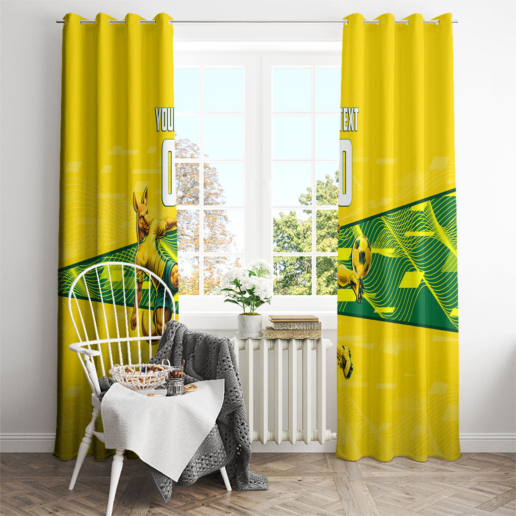 Personalized Socceroos Mascot Window Curtain Australian Football Player Dynamic Green Yellow Sports Art