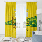 Personalized Socceroos Mascot Window Curtain Australian Football Player Dynamic Green Yellow Sports Art