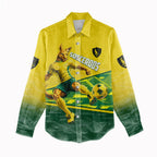 Personalized Socceroos Mascot Women Casual Shirt Australian Football Player Dynamic Green Yellow Sports Art