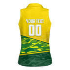 Personalized Socceroos Mascot Women Sleeveless Polo Shirt Australian Football Player Dynamic Green Yellow Sports Art