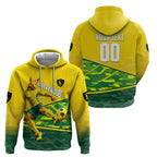 Personalized Socceroos Mascot Zip Hoodie Australian Football Player Dynamic Green Yellow Sports Art