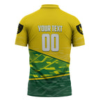 Personalized Socceroos Mascot Zipper Polo Shirt Australian Football Player Dynamic Green Yellow Sports Art